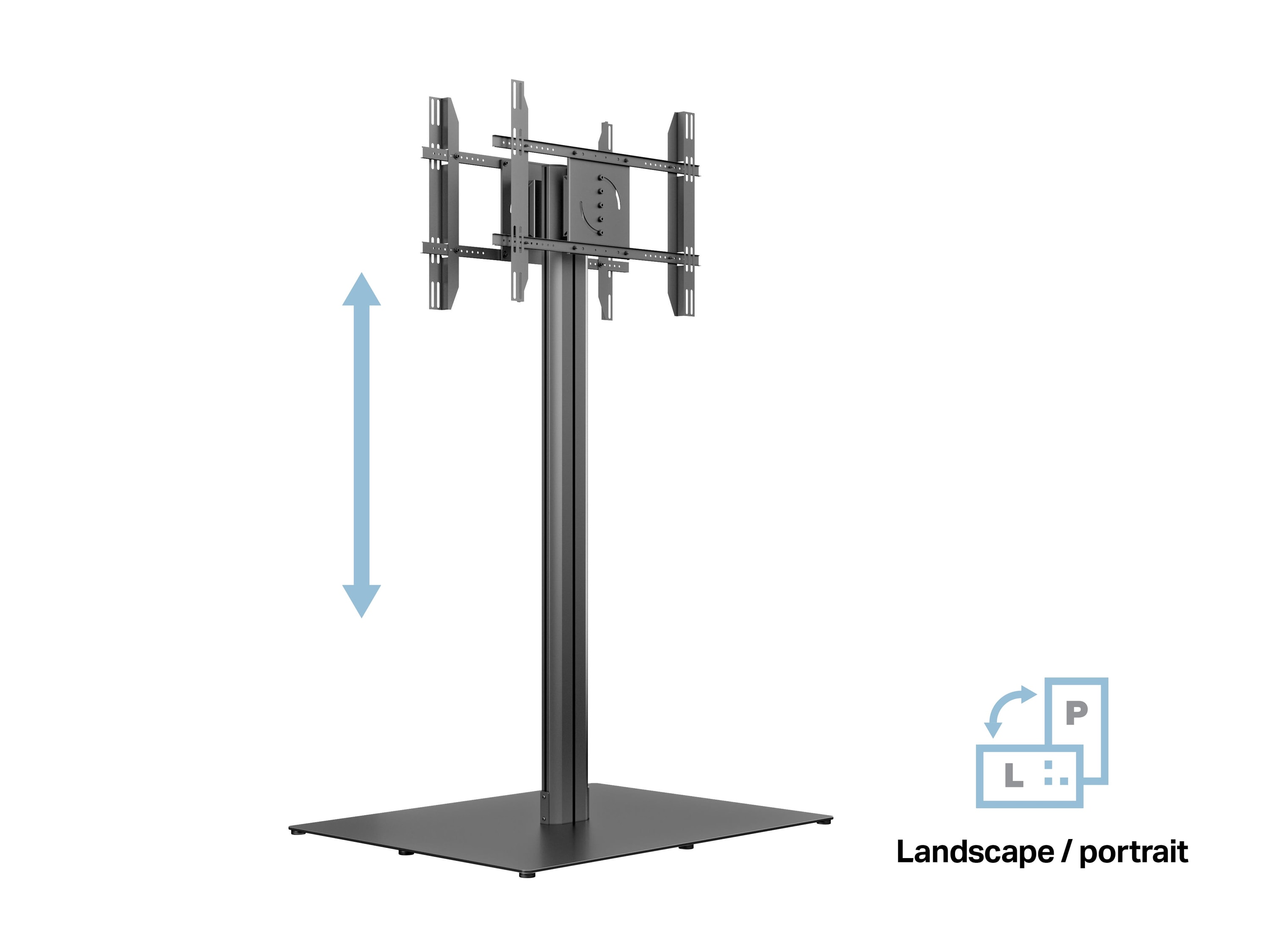M Public Display Stand 180 HD Back to Back Black w. Floorbase