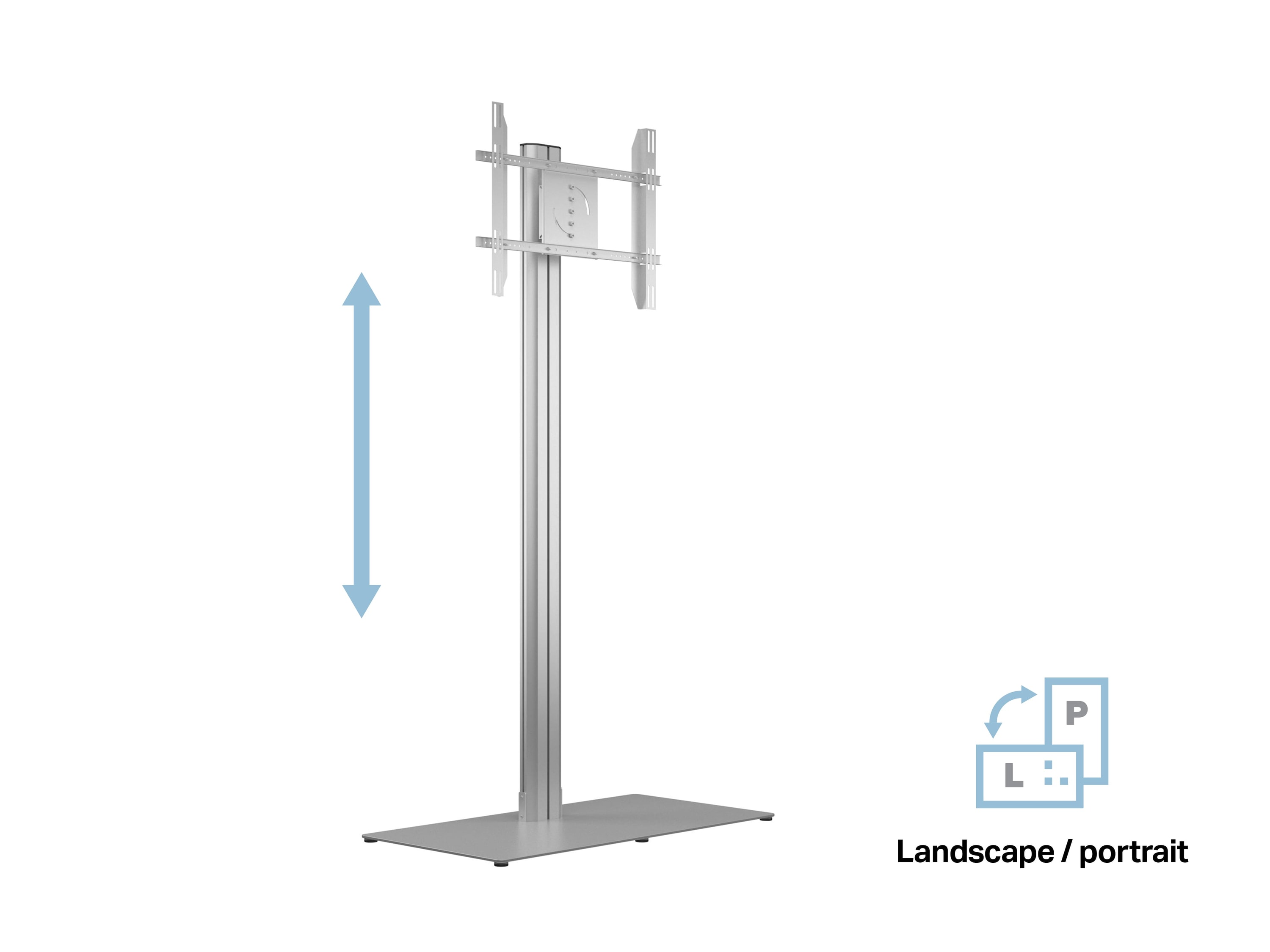 M Public Display Stand 210 HD Single Silver w. Floorbase
