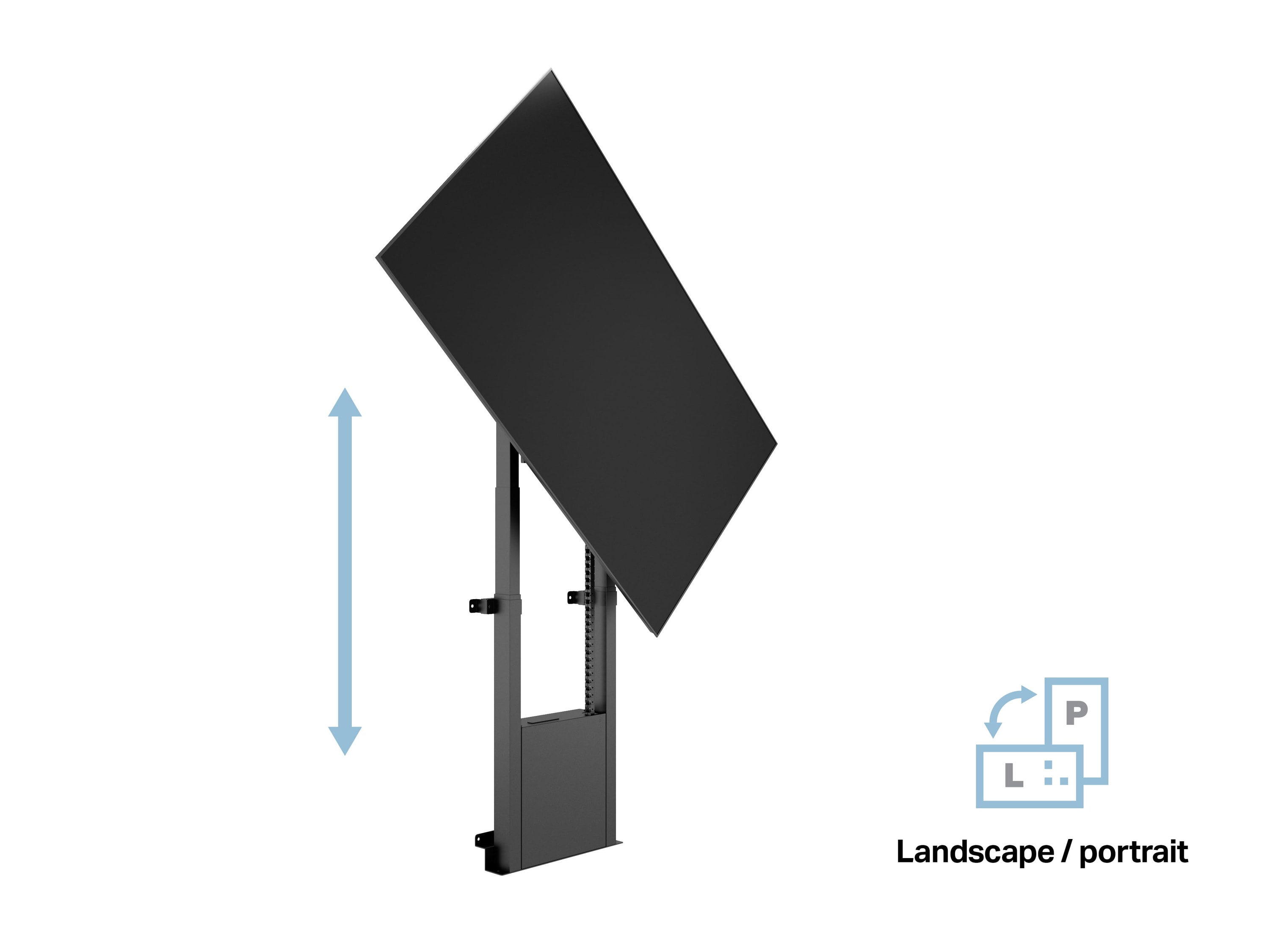 M Motorized Floormount Flip VESA 2/3/4/600 Black incl cabinet Black