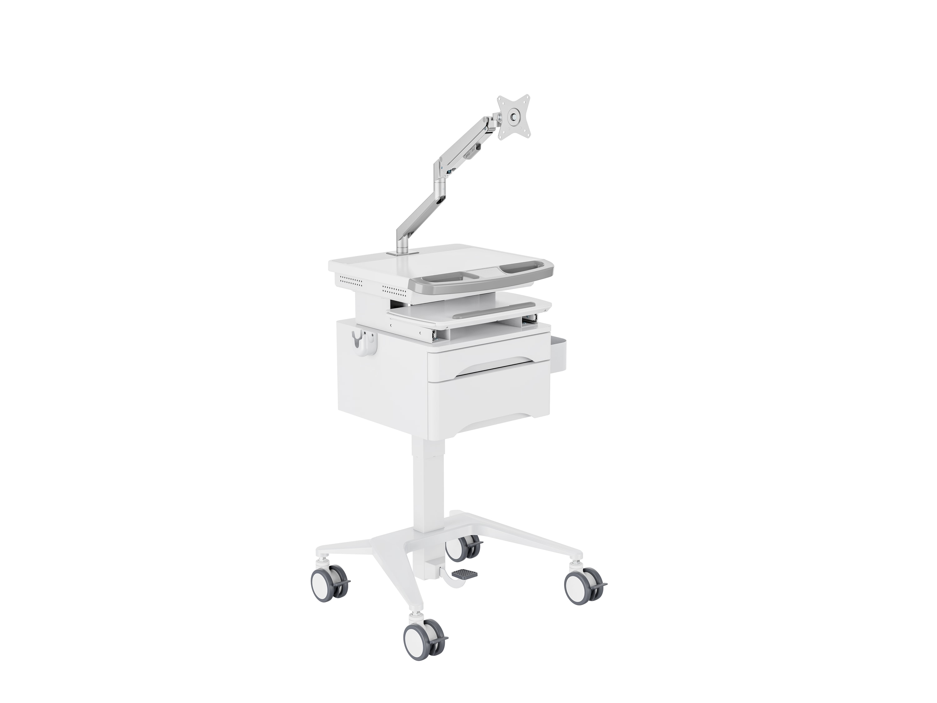 M Medical Cart Basic with Drawer incl. monitor gas lift arm