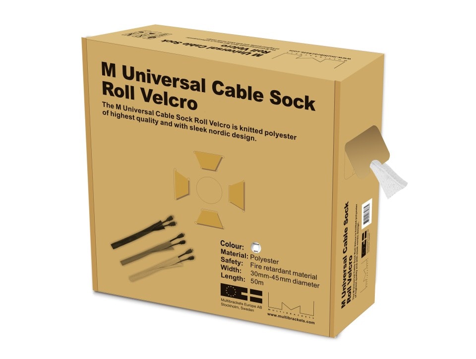 M Cable Sock Roll Velcro White 50m-L