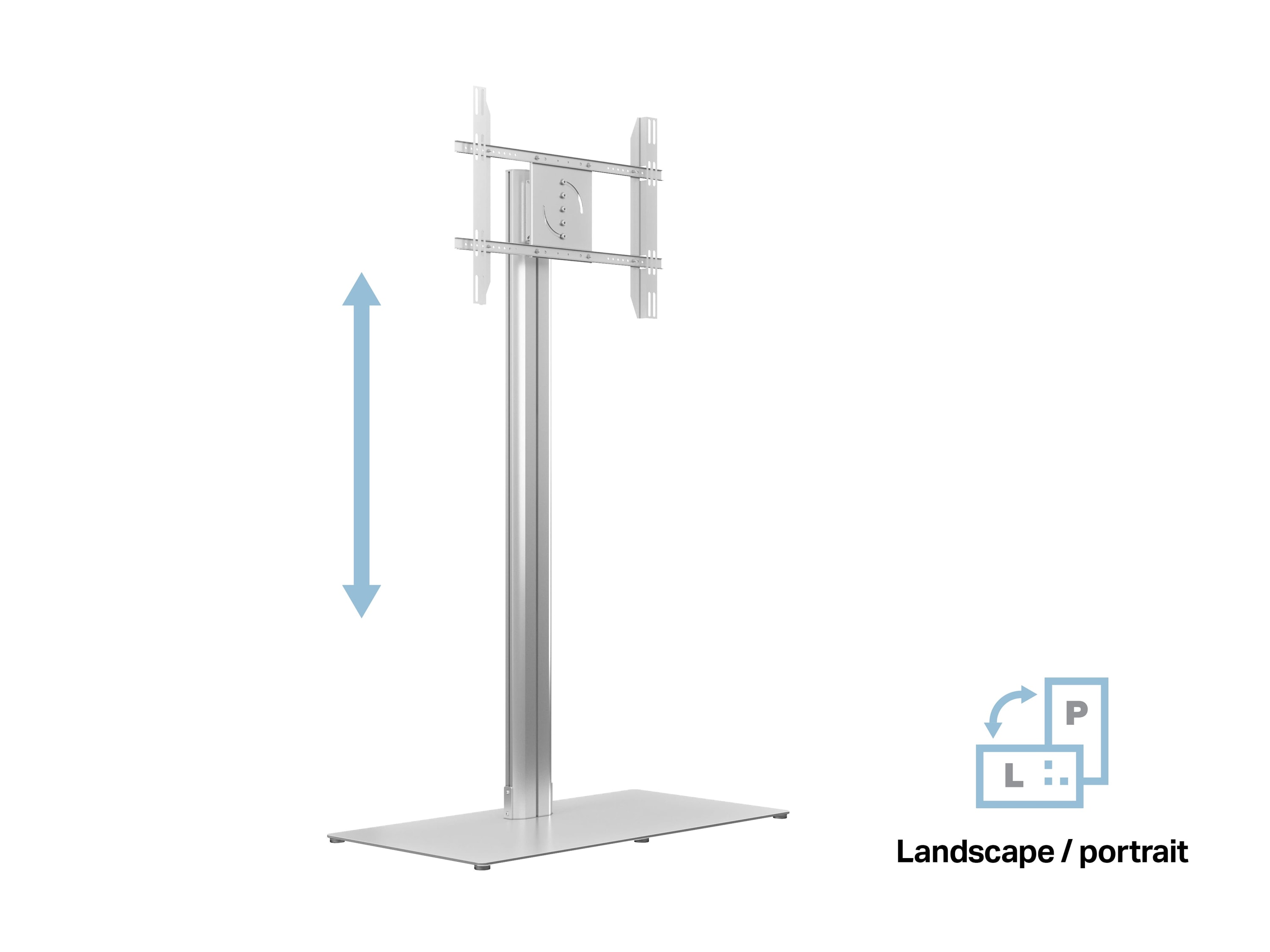 M Public Display Stand 180 HD Single Silver w. Floorbase