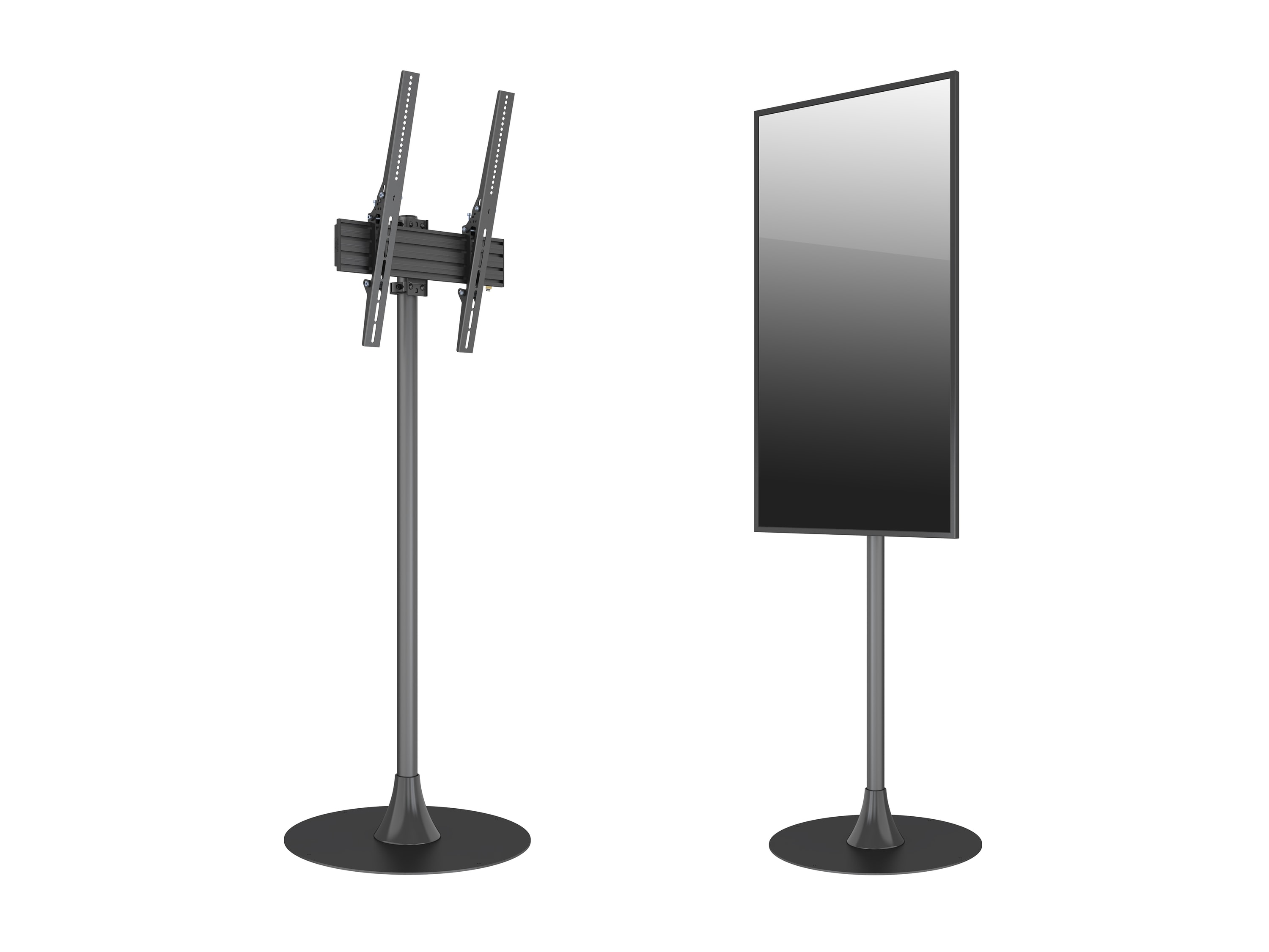 M Single Pole Floorbase Round 32"- 65" VESA 400x600